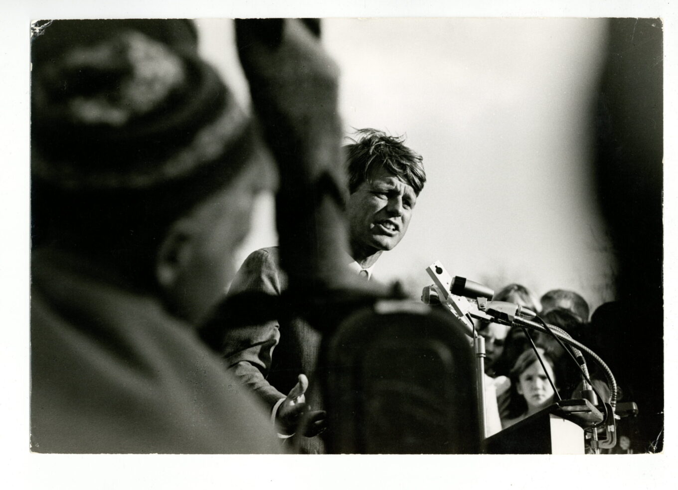 Robert Kennedy delivering campaign speech