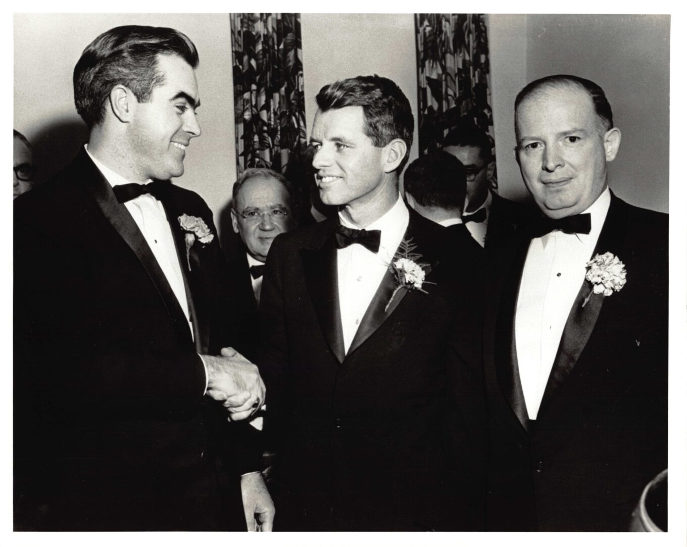 Robert F. Kennedy at the Friendly Sons of St. Patrick Dinner in Scranton, PA on March 17, 1964. RPC, Atty. Gen. Kennedy, U.S. District Judge William Nealon