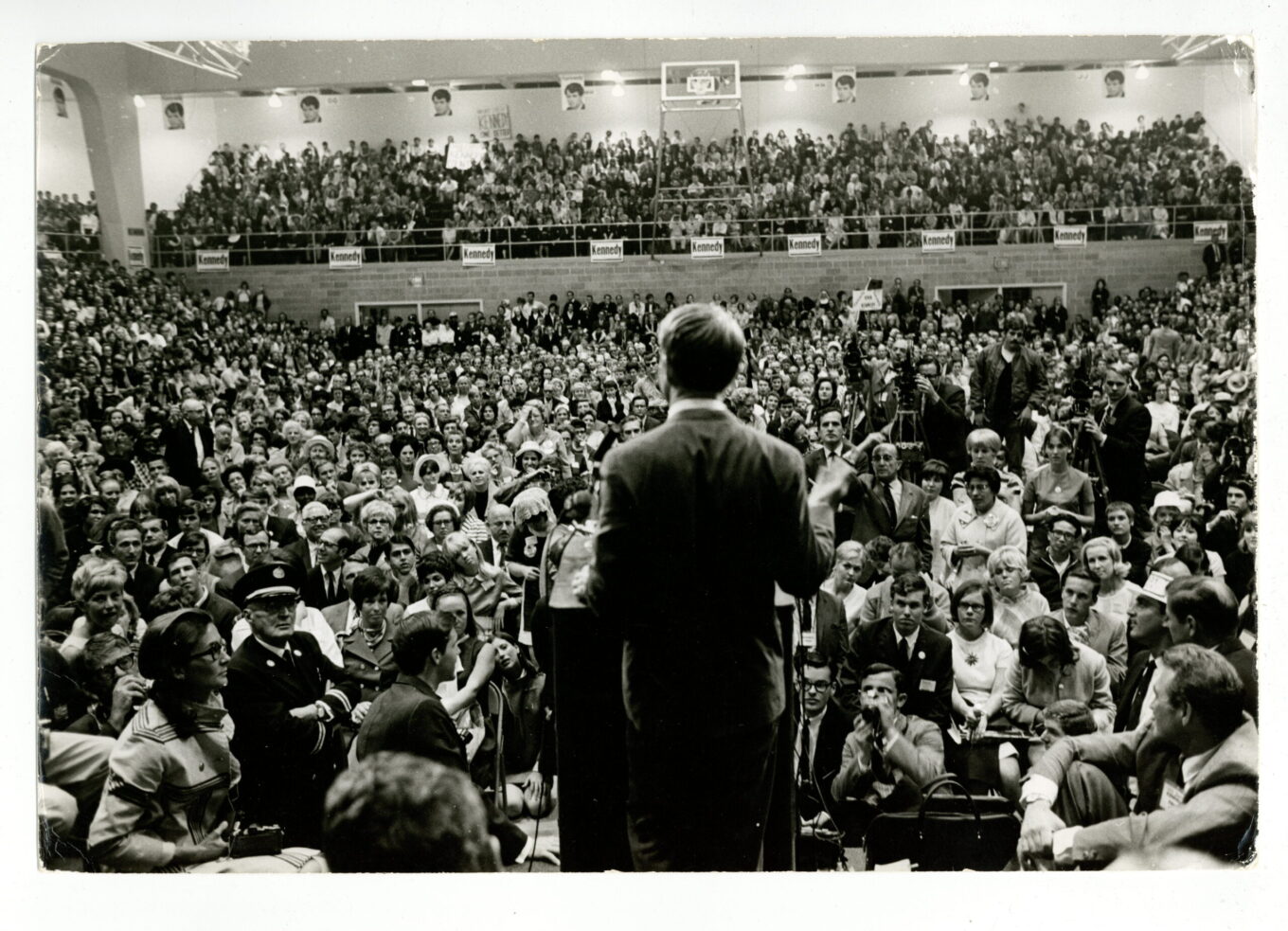 Robert Kennedy delivering campaign speech