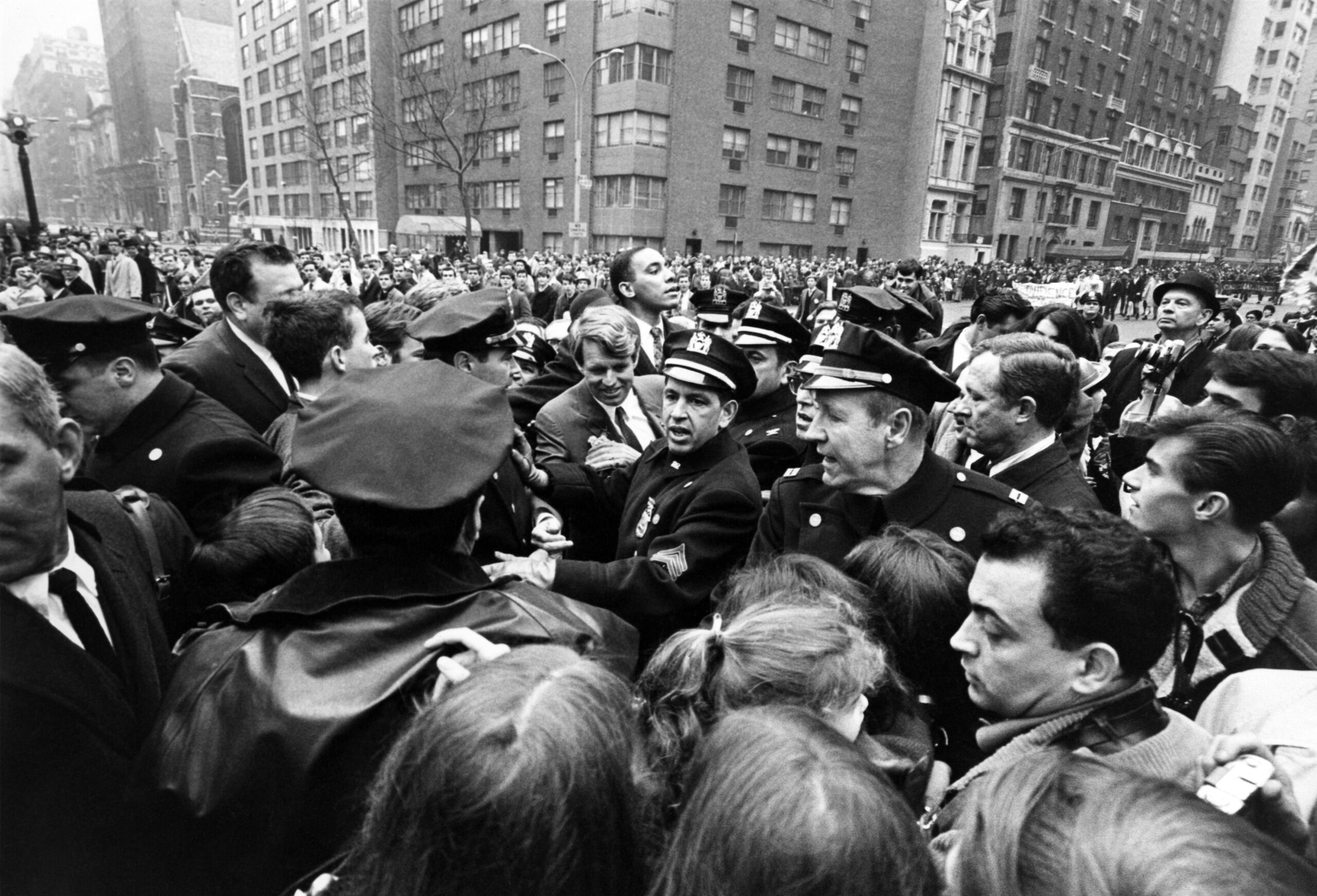 Robert F. Kennedy greets people, 1968.