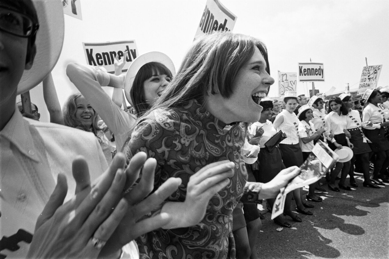 A group of Robert F. Kennedy supporters 1968 in Los Angeles.