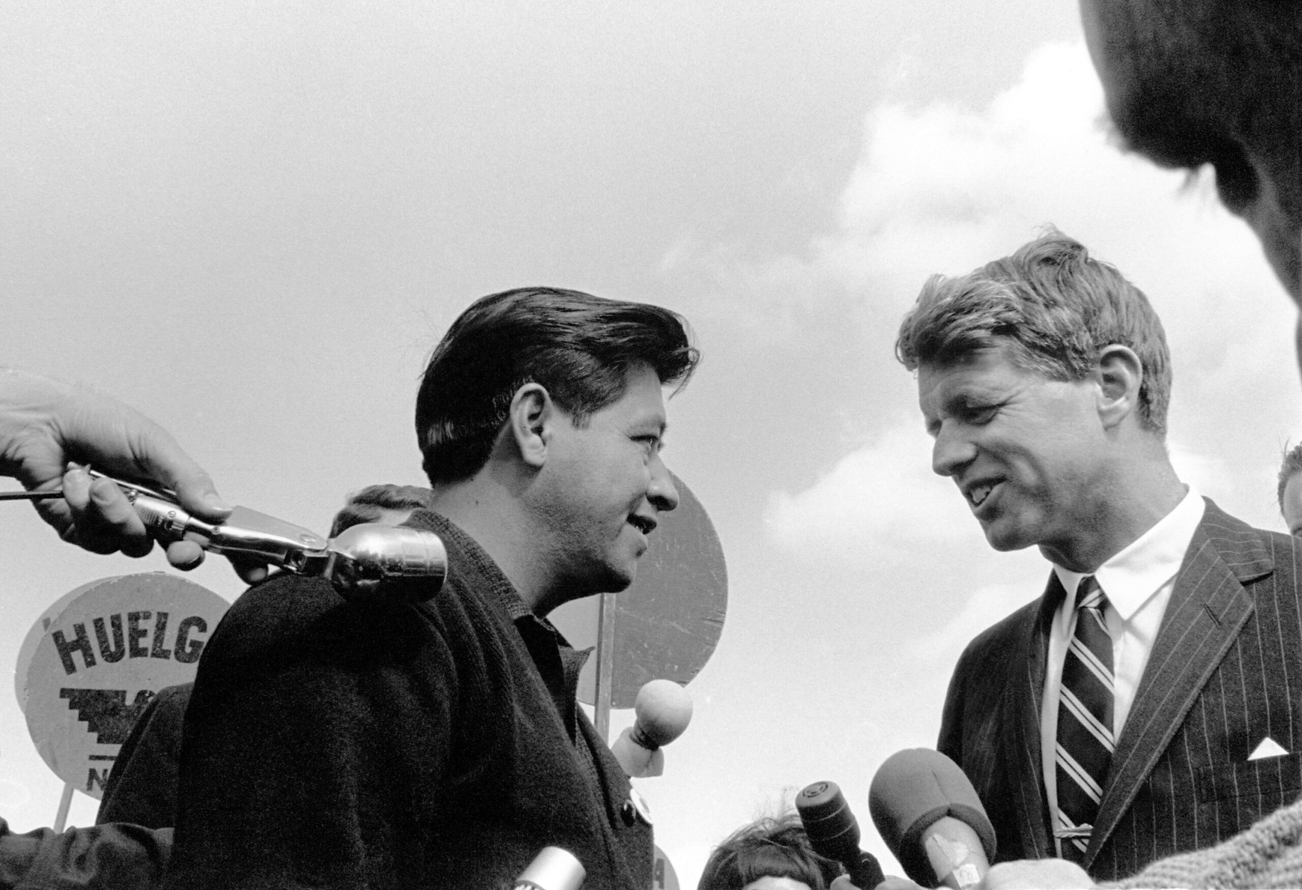 Robert Kennedy talks with Cesar Chavez